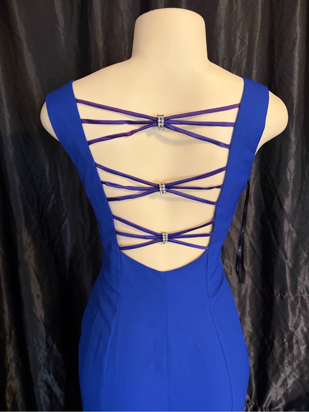 envy Royal Blue Strappy Open-Back Maxi Dress